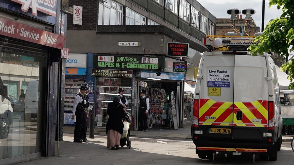 A police facial-recognition van