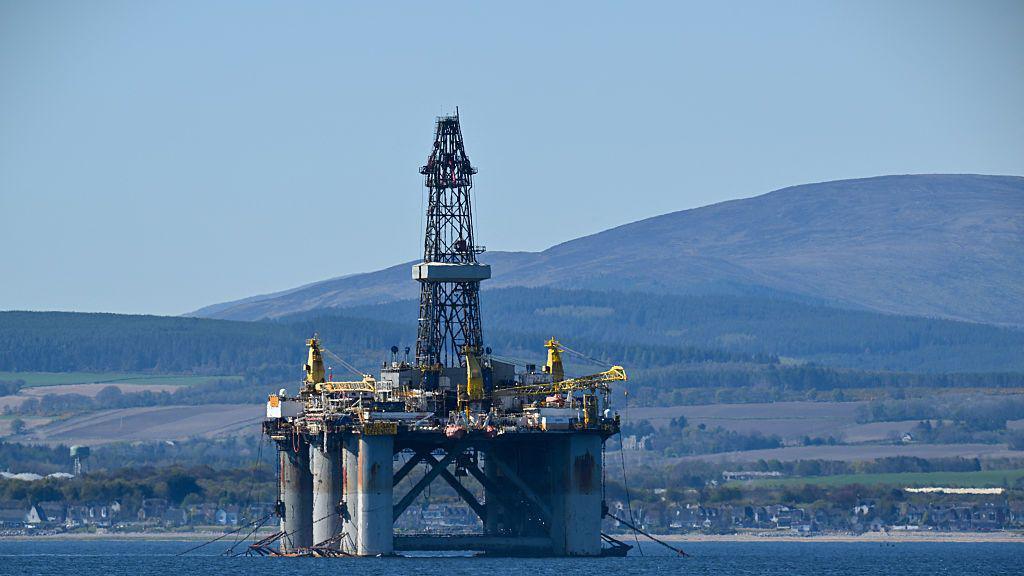 The Well-Safe Defender oil rigs is seen on the Cromarty Firth on the north-east coast of Scotland