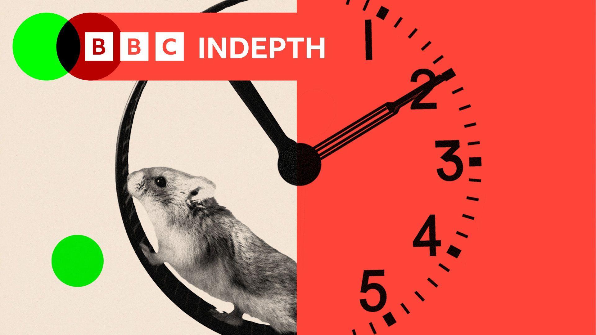 A treated image of a hamster and a clock
