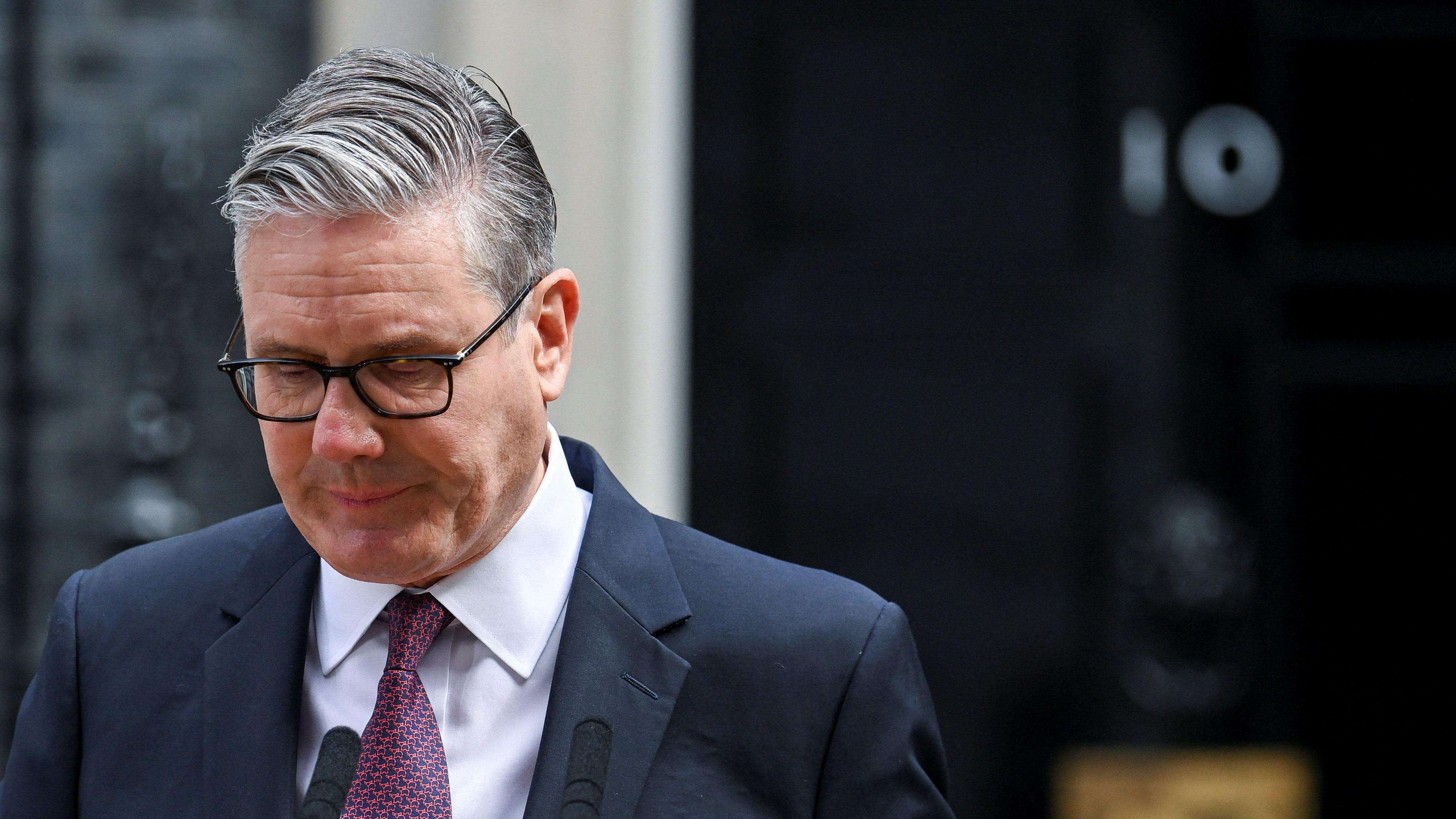 Sir Keir Starmer pictured speaking in Downing Street.