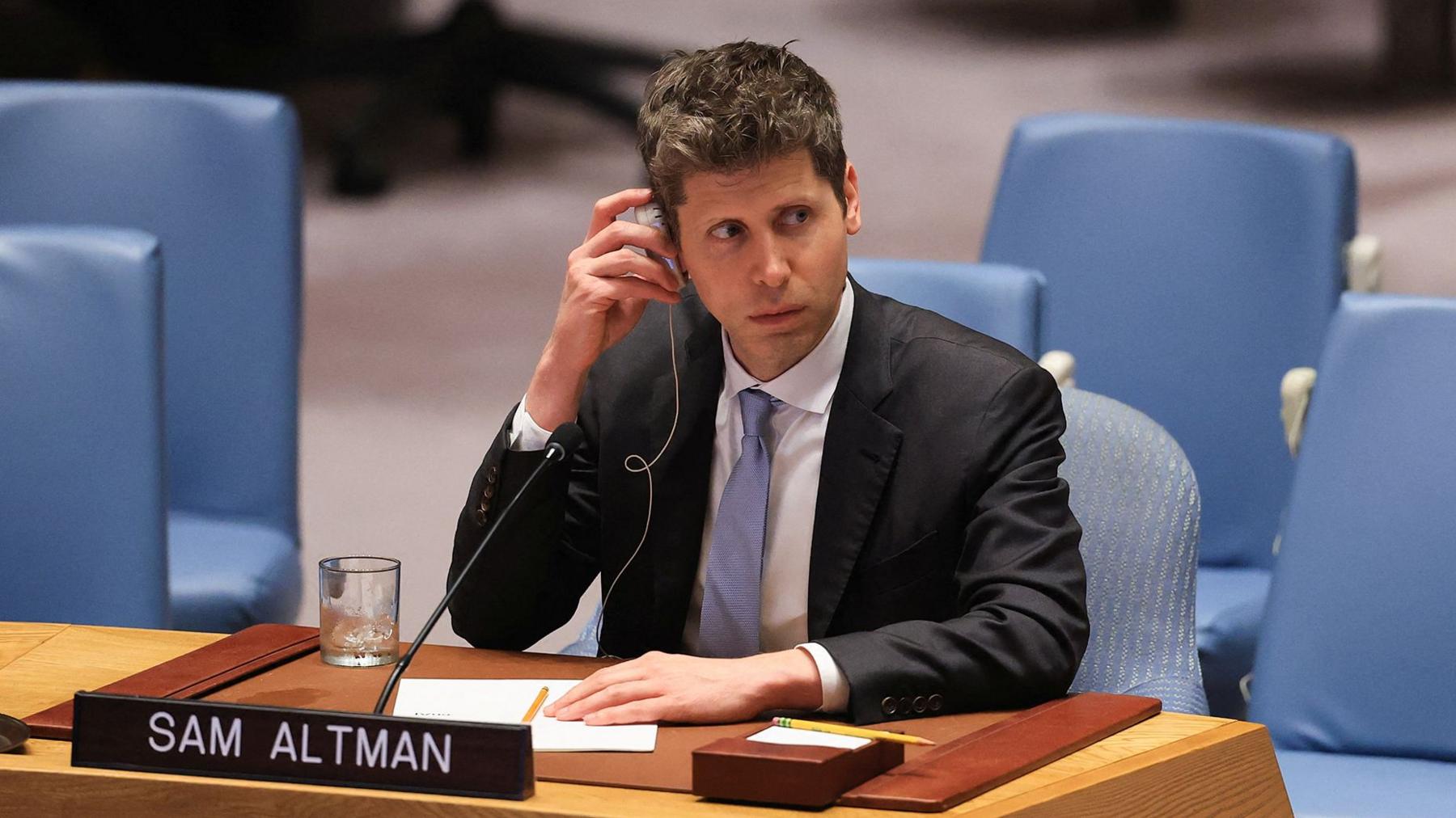 OpenAI CEO Sam Altman addresses the United Nations Security Council during a session on Artificial Intelligence, at UN Headquarters